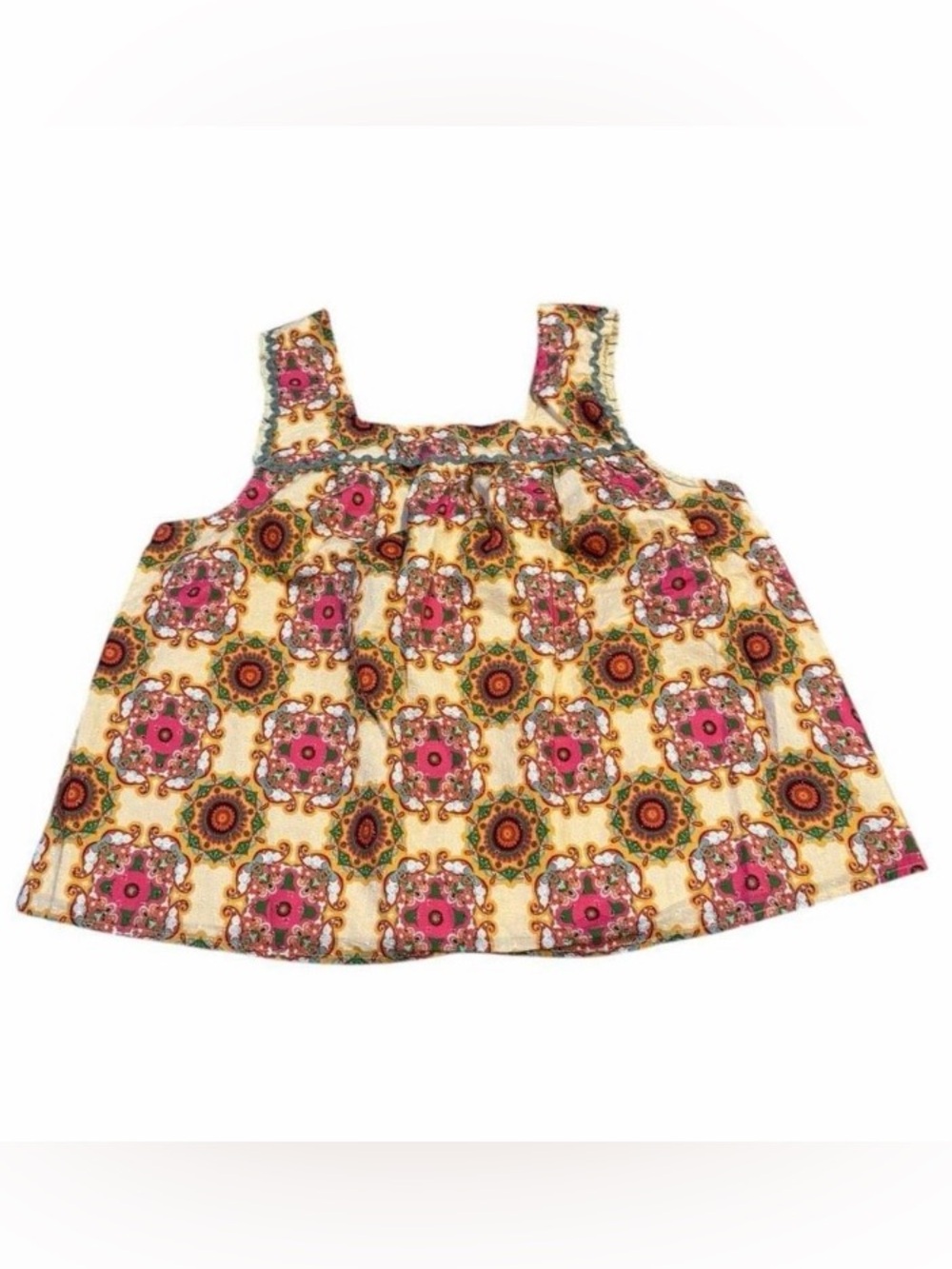 Anthropologie Pink & Cream Patterned Tank Top
